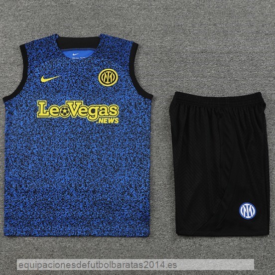 Nuevo Entrenamiento Sin Mangas Conjunto Completo Inter Milan 23/24 Azul Amarillo Negro Baratas